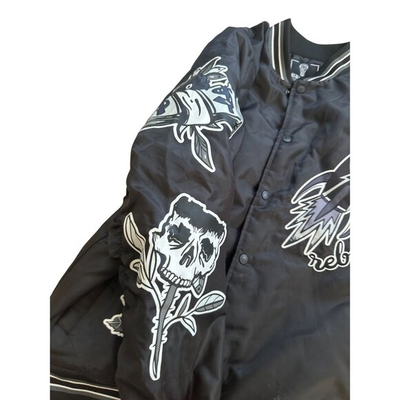 REBEL MINDS Men's Fly High Black Graphic Bomber Jacket Size XL - Picture 8 of 11